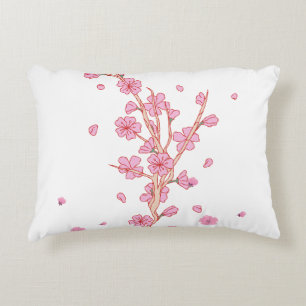 Pink Cherry Blossom Sakura Branch Art Decorative Cushion