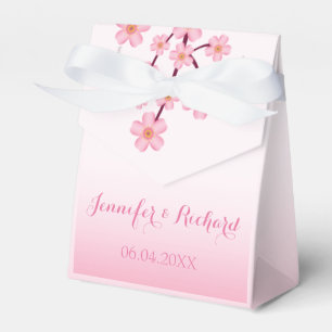 Pink Cherry Blossom Sakura Branch Wedding Favour Box