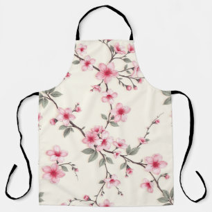 Pink Cherry Blossom Sakura Floral Pattern Spring Apron