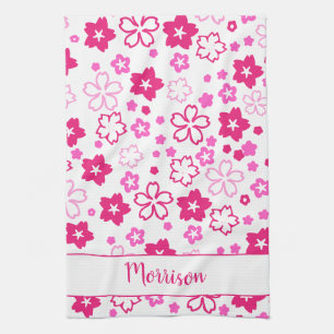 Pink cherry blossom sakura flower kitchen tow tea towel