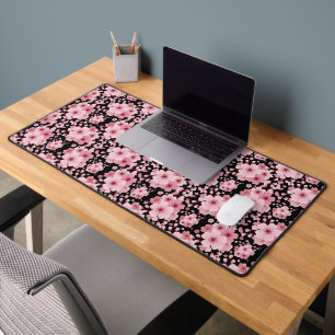 Pink Cherry Blossom Sakura Oriental Floral Pattern Desk Mat