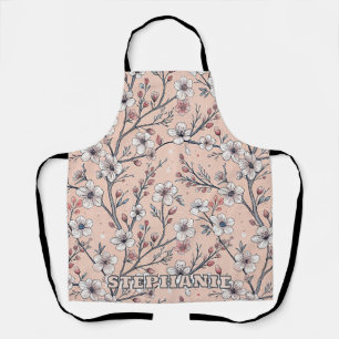 Pink Cherry Blossom Sakura Pattern on Pink (1) Apron