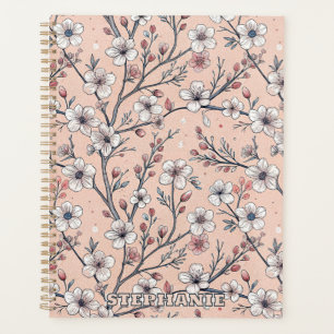 Pink Cherry Blossom Sakura Pattern on Pink (1) Planner