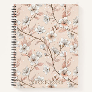 Pink Cherry Blossom Sakura Pattern on Pink (2) Notebook