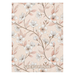 Pink Cherry Blossom Sakura Pattern on Pink (2) Tablecloth