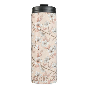 Pink Cherry Blossom Sakura Pattern on Pink (2) Thermal Tumbler