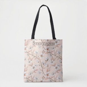 Pink Cherry Blossom Sakura Pattern on Pink (2) Tote Bag