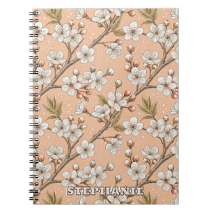 Pink Cherry Blossom Sakura Pattern on Pink (3) Notebook