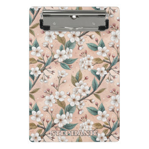 Pink Cherry Blossom Sakura Pattern on Pink (4) Mini Clipboard