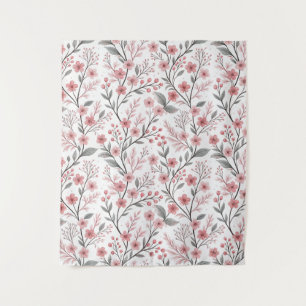 Pink Cherry Blossom Sakura Pattern on White (1) Tapestry