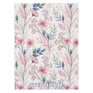 Pink Cherry Blossom Sakura Pattern on White (4) Tablecloth