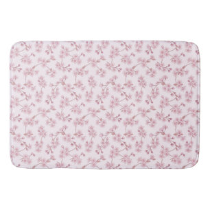 Pink Cherry Blossom Seamless Floral Pattern Bath Mat