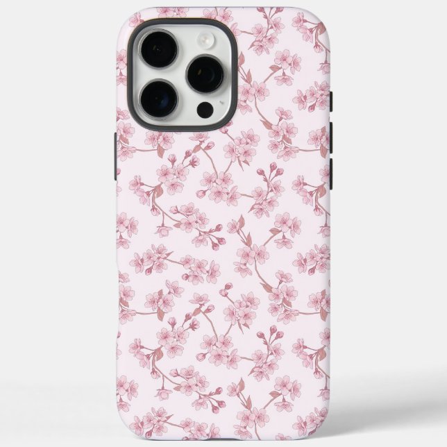 Pink Cherry Blossom Seamless Floral Pattern Case-Mate iPhone Case (Back)