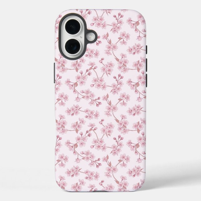 Pink Cherry Blossom Seamless Floral Pattern Case-Mate iPhone Case (Back)