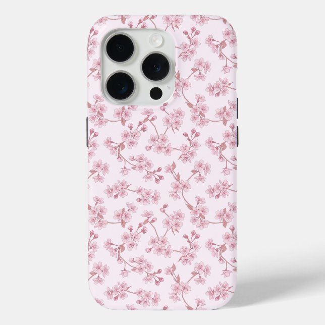 Pink Cherry Blossom Seamless Floral Pattern Case-Mate iPhone Case (Back)
