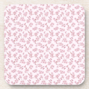 Pink Cherry Blossom Seamless Floral Pattern Coaster