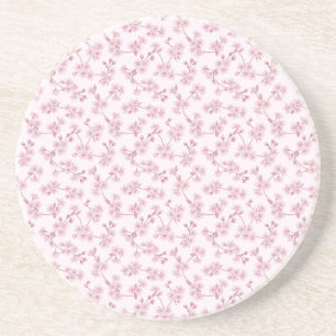 Pink Cherry Blossom Seamless Floral Pattern Coaster