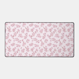 Pink Cherry Blossom Seamless Floral Pattern Desk Mat