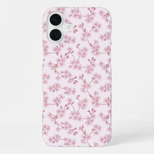 Pink Cherry Blossom Seamless Floral Pattern iPhone 16 Plus Case