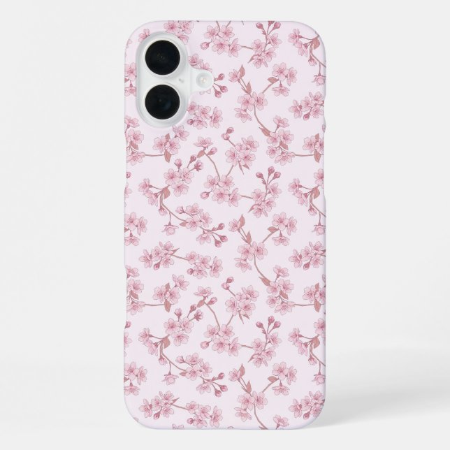 Pink Cherry Blossom Seamless Floral Pattern iPhone Case (Back)