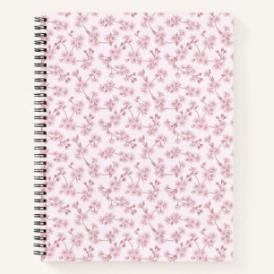 Pink Cherry Blossom Seamless Floral Pattern Notebook