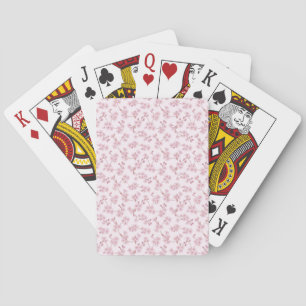 Pink Cherry Blossom Seamless Floral Pattern Playing Cards