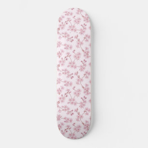 Pink Cherry Blossom Seamless Floral Pattern Skateboard