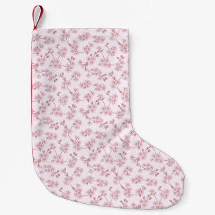 Pink Cherry Blossom Seamless Floral Pattern Small Christmas Stocking