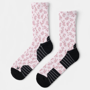 Pink Cherry Blossom Seamless Floral Pattern Socks