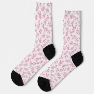 Pink Cherry Blossom Seamless Floral Pattern Socks