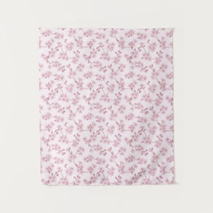 Pink Cherry Blossom Seamless Floral Pattern Tapestry