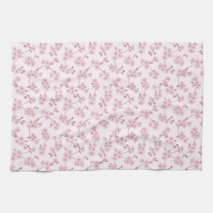 Pink Cherry Blossom Seamless Floral Pattern Tea Towel