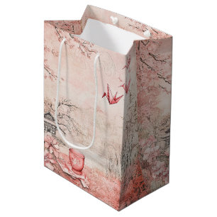 Pink Cherry Blossom Serenity Landscape (1) Medium Gift Bag