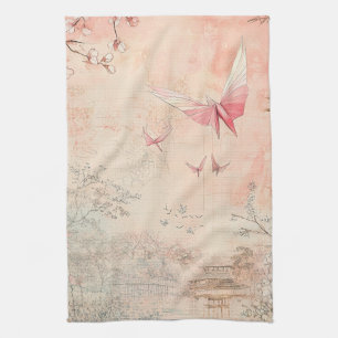 Pink Cherry Blossom Serenity Landscape (3) Tea Towel