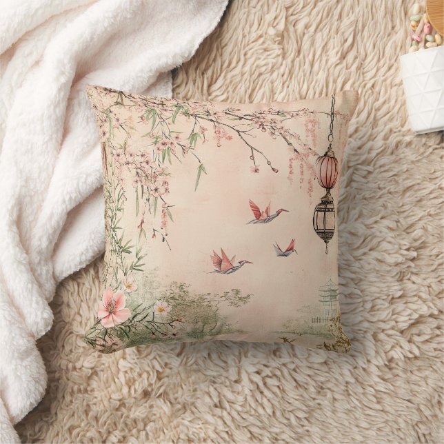 Pink Cherry Blossom Serenity Landscape  (7) Cushion (Blanket)
