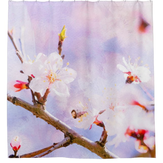 Pink Cherry Blossom Shower Curtain (Front)