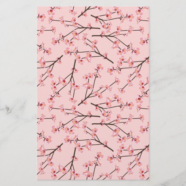 Pink Cherry Blossom Soap Wrap Paper Sheet (Front)