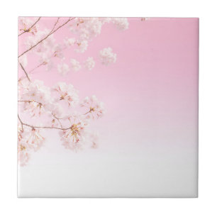 Pink Cherry Blossom Spring Serenity Ceramic Tile
