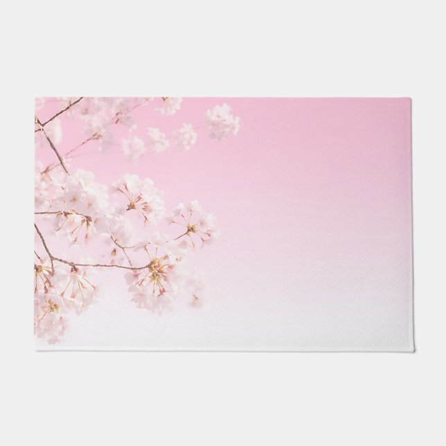 Pink Cherry Blossom Spring Serenity Doormat (Front)