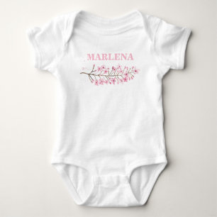 Pink Cherry Blossom tree Baby Girl Name Baby Bodysuit