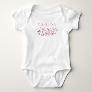 Pink Cherry Blossom tree Baby Girl Name Bodysuit