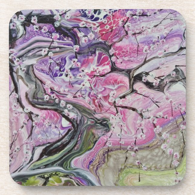Pink cherry blossom tree coaster (Front)