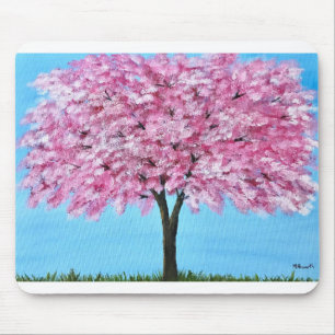 Pink cherry blossom tree Pretty Nature Girly chic Mouse Pad