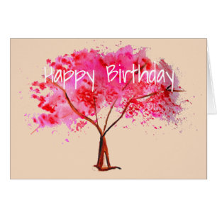 Pink Cherry Blossom tree watercolor