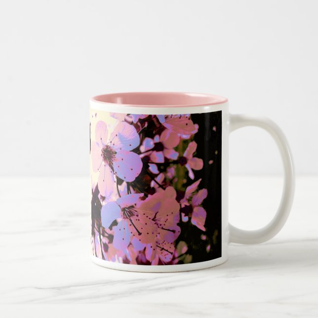 Pink Cherry Blossom Two-Tone Coffee Mug (Right)