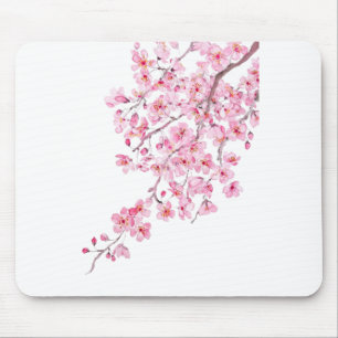pink cherry blossom watercolor 2020 mouse pad