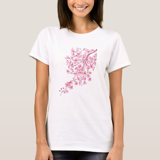 pink cherry blossom watercolor 2020 T-Shirt (Front)