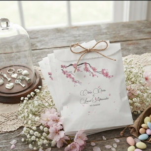 Pink cherry blossom Watercolor Sakura Floral Favour Bag
