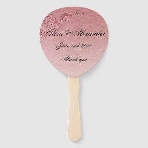 Pink Cherry Blossom Wedding Bridal invitation Hand Fan