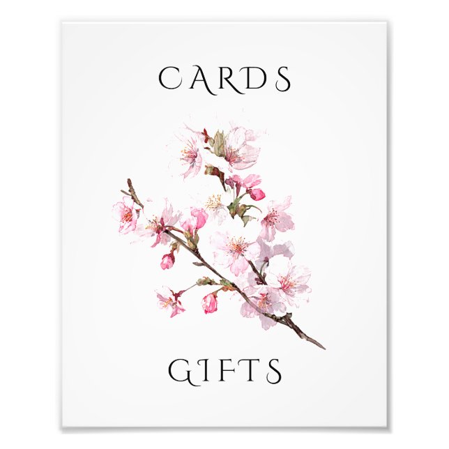 Pink Cherry Blossom Wedding Cards & Gifts Sign (Front)